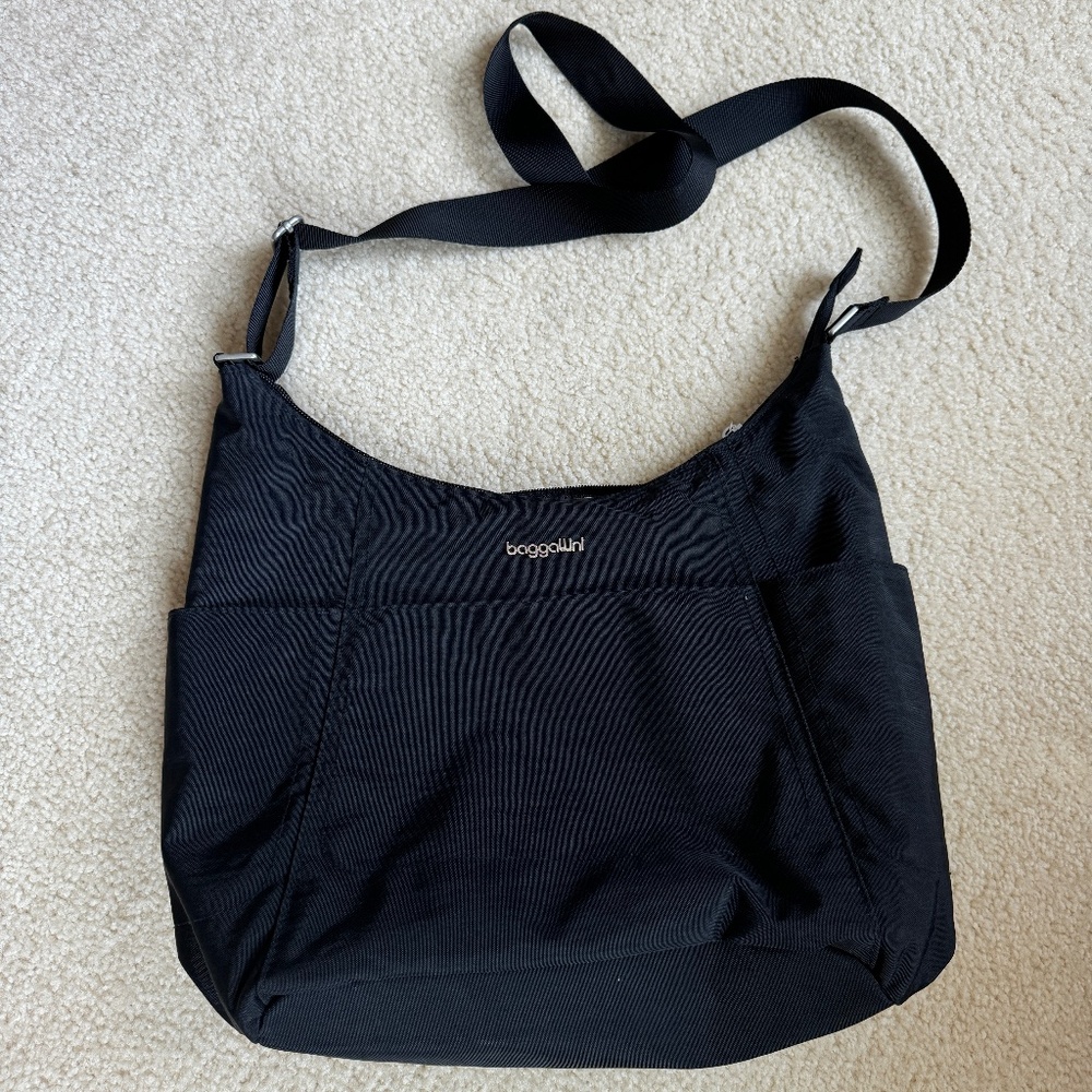 Black Baggalini Shoulder Bag Crossbody 14" x 10" x 5" Travel
